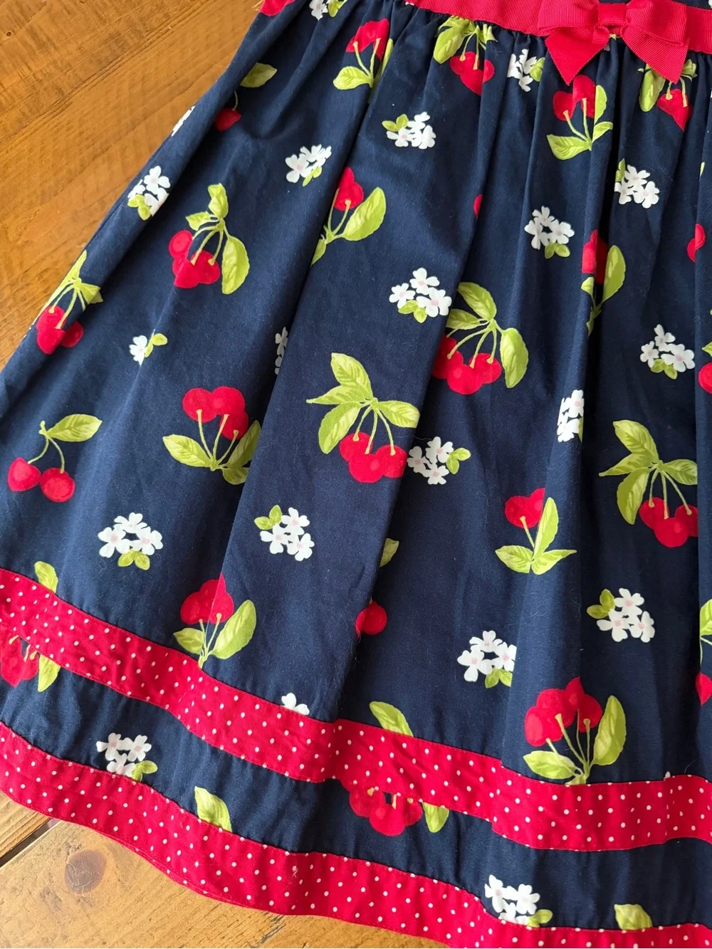 Gymboree 100% cotton Navy Cherry Print Dress